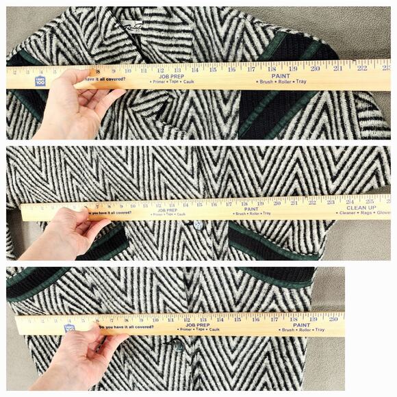 Vtg 80s Tweed Chevron Coat M/L* Women Zigzag Shoulder Pads New Wave Androgynous - Picture 4 of 15